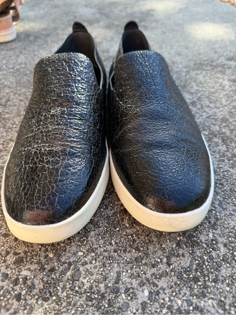 VINCE - Shiny Black Slip-On Sneakers